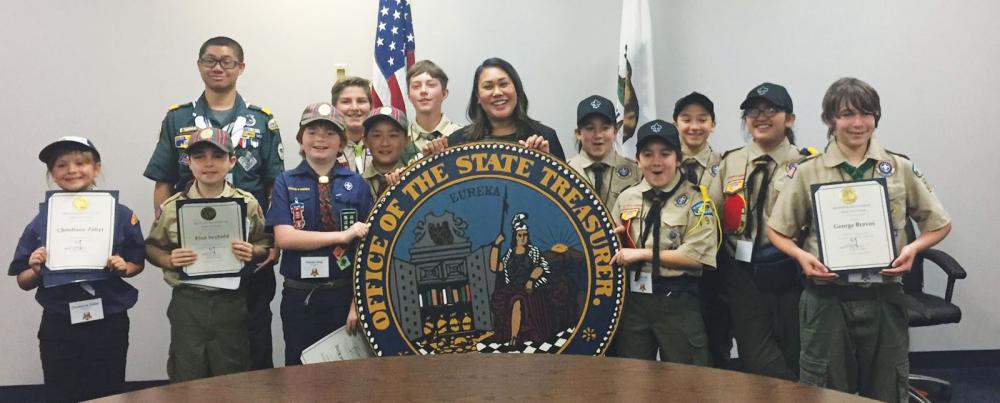 Chief of Staff Genevieve Jopanda with the visiting Piedmont Council Boy Scouts of America.